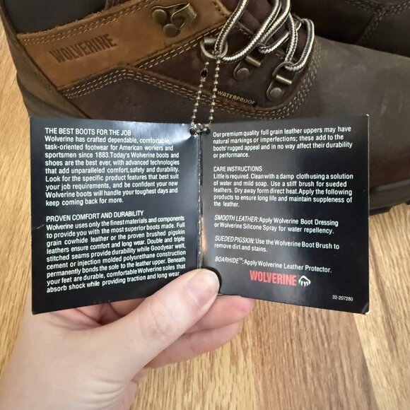 Wolverine Cabor 6" Waterproof Composite Toe Boots | Dark Coffee | Men’s 9 EW - Picture 10 of 11